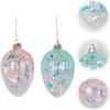 2pcs Glass Easter Egg Ornaments Stained Glass Easter Egg Ornaments Hanging Iridescent Ball Glitter Easter Eggs Pastel Egg Spring Tree Decorations
