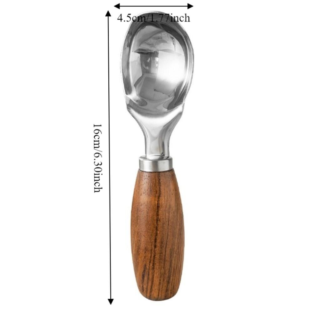 Stainless Steel Ice Cream Ball Scoop Wood Handle Rust-proof Fruit Scoop Labor-saving Durable Ice Cream Spade Restaurant