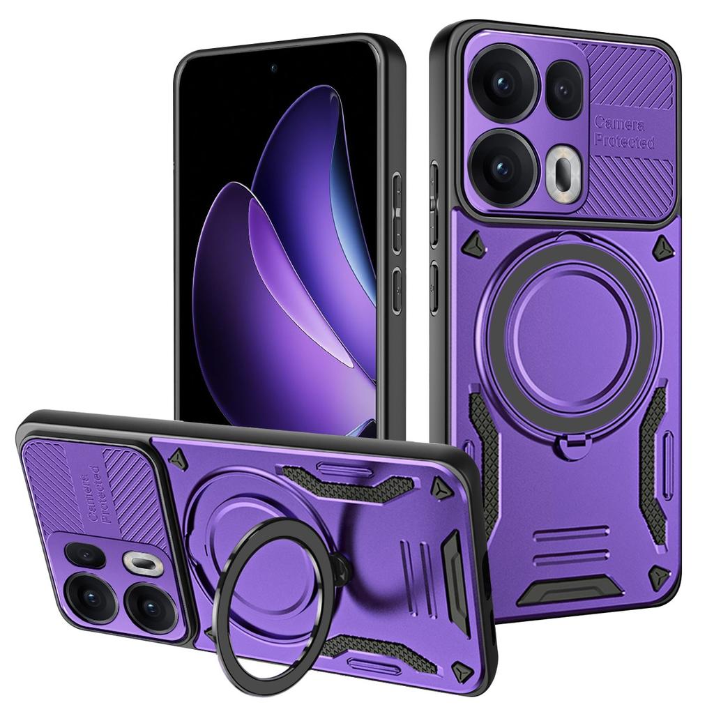 For Oppo Reno13 Pro 5G Magnetic Case Shockproof TPU + PC Phone Back Cover with Kickstand