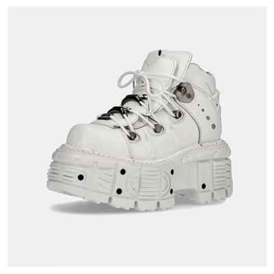 Испанская платформа на толстой подошве, панк-металл, увеличивающая рост, кожаная женская маленькая рок-обувь с завязками и заклепками