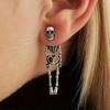 2pairs Halloween Skeleton Design Dangle Earrings Ear Jackets Retro Party Style Ghost Festival Earrings