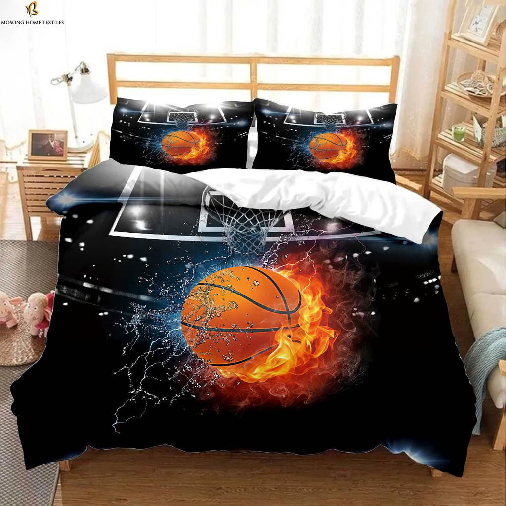 Sports Basketball 3d Printing Quilt Cover 100% Polyester Bedding Set Duvet Cover Pillowcase Three-Piece Set