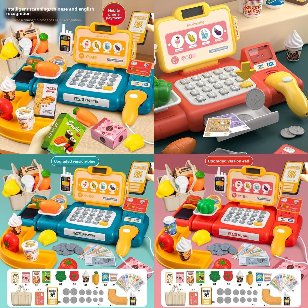 Пластиковая интерактивная игрушка кассовый аппарат для детей с мигающим светом и питанием от батареек