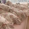 Korean Style Princess Floral Bedding Sets 2025 Vintage French Pastoral Flowers Lace Ruffles Girls Duvet Cover Set Pillowcase