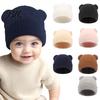 Cute Daily Wear Hat for Babies Baby Knitted Hat, Bear Ear Winter Warm Stretchy Windproof Newborn Outings Soft Cozy Skull Cap Infant Toddler Boys Girls