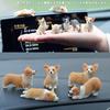 moin moin Figurine Ornament - Sleeping Corgi Puppies Assortment 5-Piece Set + Non-Slip Mat/Mini Small Sleeping/Sitting Puppies for Car Decoration Disp
