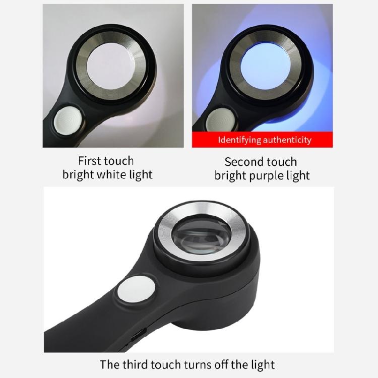 60X Handheld Magnifying Glass Adjustable Bright LED Light Rechargeable Magnifier