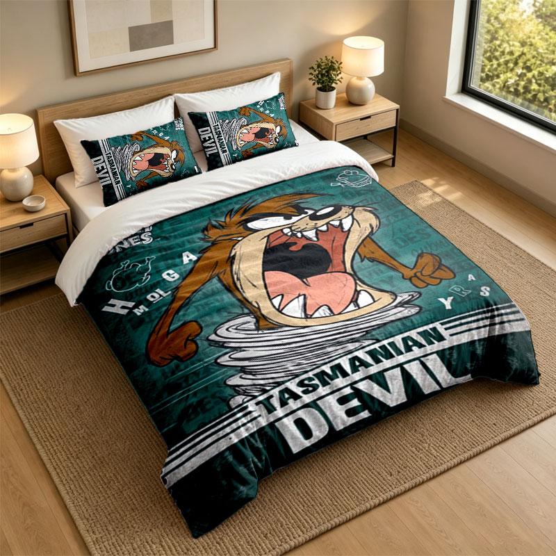 3Pcs Bedding SetLooney Tunes Soft Bed Sheet and Two Pillowcases Home Bedroom Decor