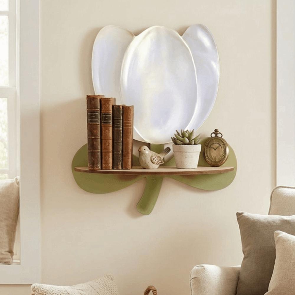 Flower Shape Floating Storage Rack Wooden Display Shelf Wall Mounted Shelves Cafe Shop