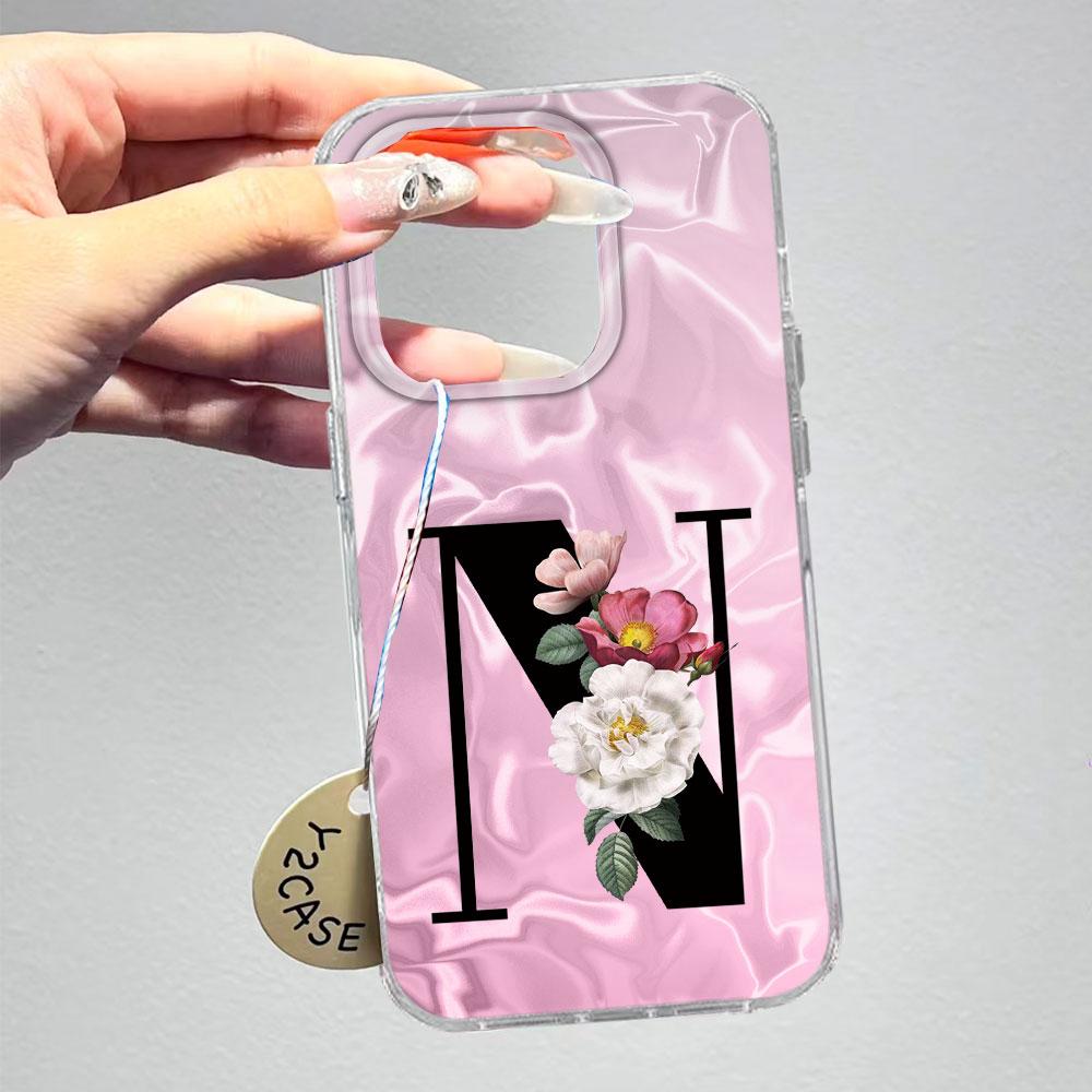 A-Z Черная Буква Пион Цветок Противоударный Чехол для Телефона Для Xiaomi Redmi A5 A3 A4 A1 A2 9A 9C 9 10 Силиконовый Парный Чехол Задняя Крышка