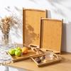 Restaurant Fast Food Tray Fruit Tray Rectangular Binaural Bamboo Tray Environmentally Friendly Household Tea Cup Handle Plate