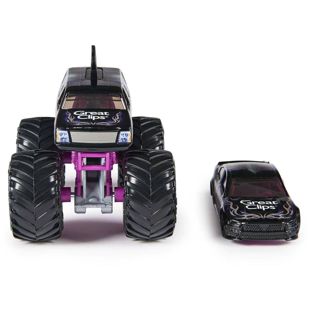 Monster Jam Official 1:64 Scale Diecast Monster Trucks and Race Cars Series 4 Mohawk Warrior, Purple 2-Pack