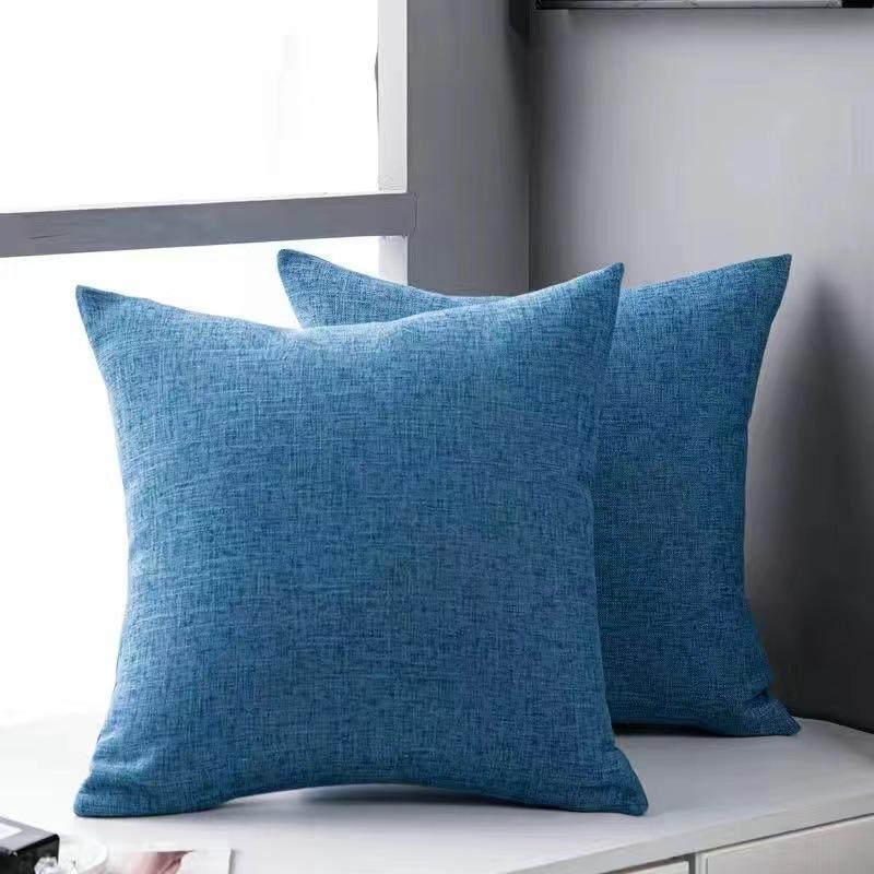 Modern Simple Style Linen Pillow Pure Color Elegant Office Bedside Cushion Cover Fabric Back Sofa