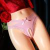 Прозрачные кружевные трусики с открытой ластовицей в японском стиле с низкой посадкой - Эротическое женское нижнее белье, трусы больших размеров