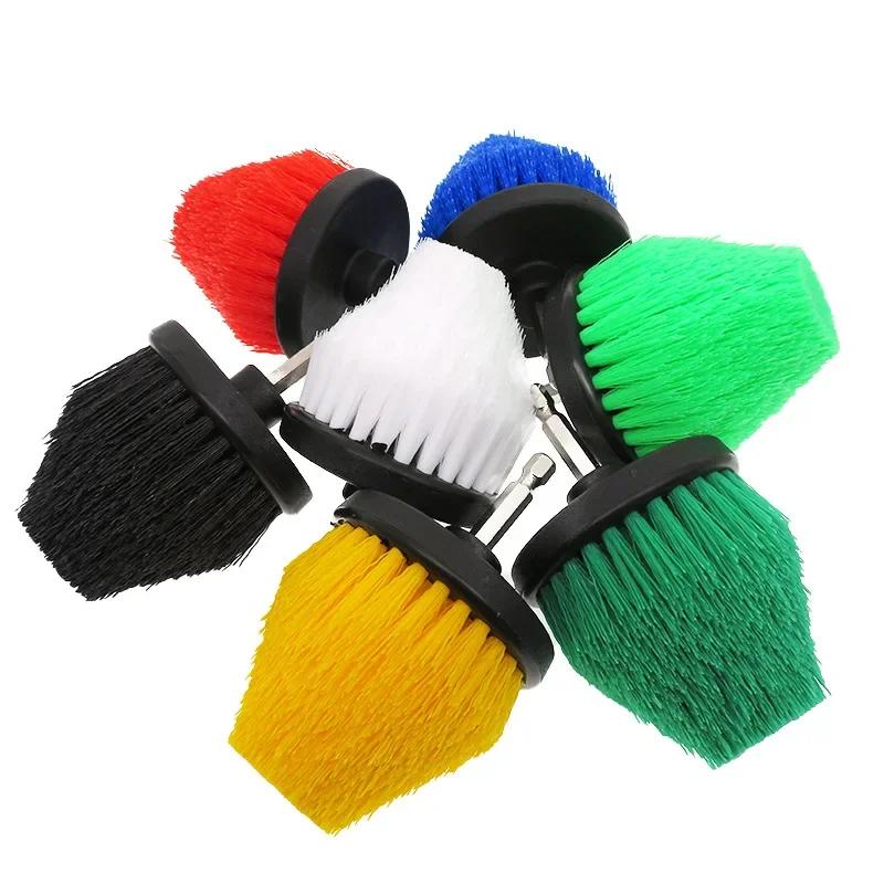 2,5-дюймовая электрическая дрель-щетка с шестигранной конической нейлоновой щетиной для чистки угловых щелей, полировки, инструментов для мойки автомобилей