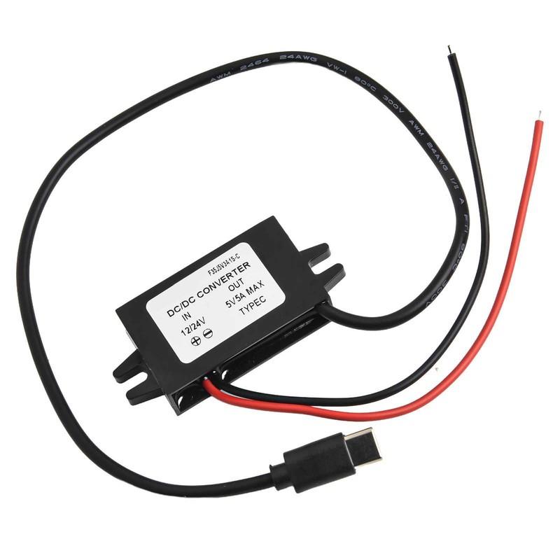 12В/24В на 5В USB C 5A 25Вт DC Преобразователь Понижающий Модуль Адаптер Питания Зарядки Электрооборудование F23J5V5A1S-C