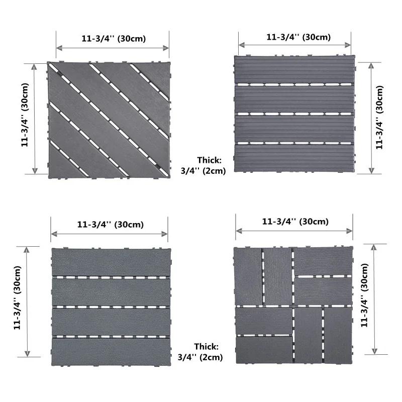 30x30 см Уличная плитка для пола из пластика для стыковки напольных покрытий для балкона, двора, террасы, ремонт водонепроницаемого пластикового пола