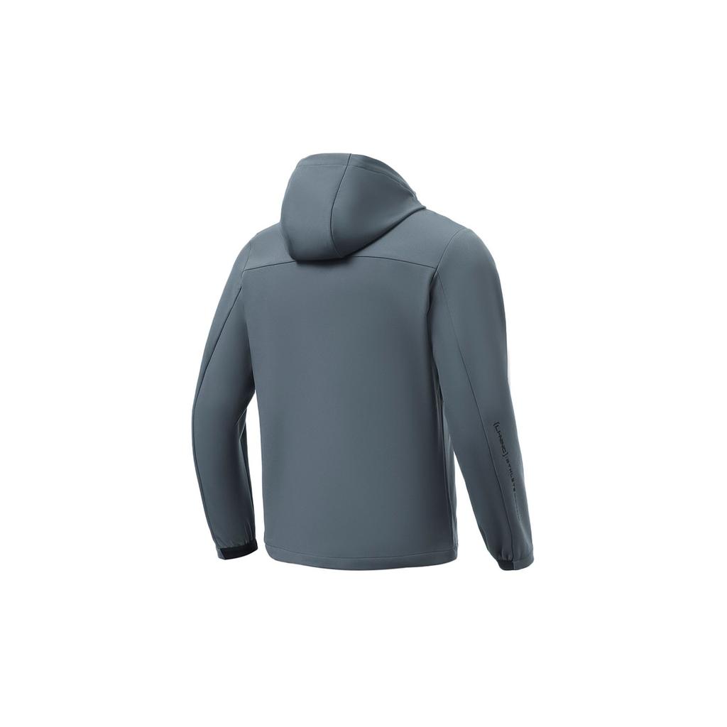 Li-Ning Ветрозащитная куртка с капюшоном для бега и фитнеса с логотипом Pure Color, мужские куртки грозового цвета AFDR513-2