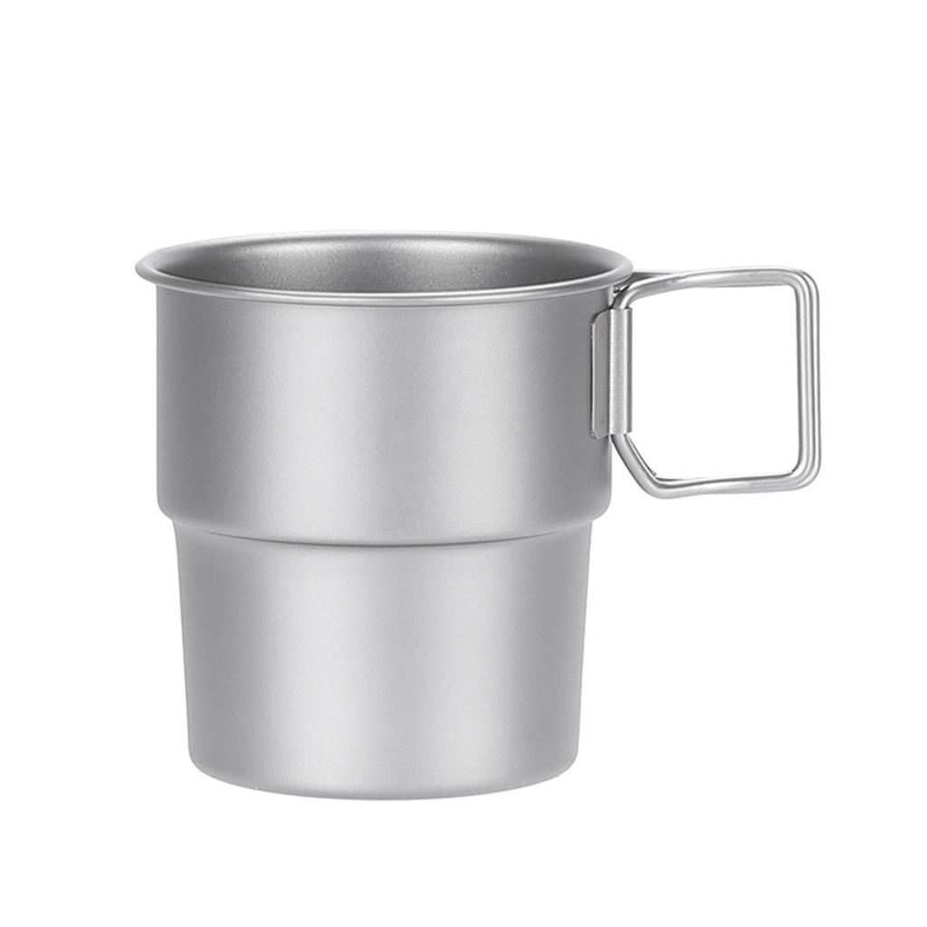 Stackable Coffee Mugs Titanium Camping Cups 300ml Foldable Handle Outdoor Coffee Mugs Reusable