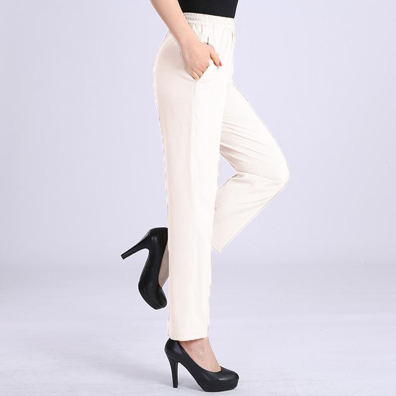Женские брюки, повседневные брюки, летние тонкие и свободные женские девятые брюки из искусственного шелка