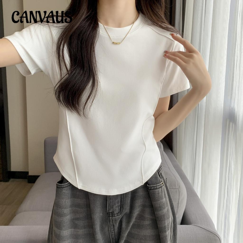 Summer Short Sleeve T-shirt Women's Square Shoulder Tight Short Irregular Tops