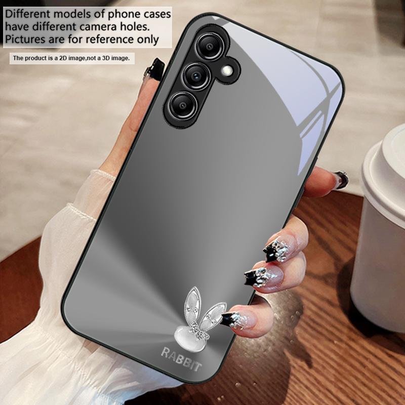 Милый светло-голубой кролик Для Samsung A73 72 71 A70 56 55 54 A53 52 51 50 42 A35 A34 33 32 31 26 25 24 23 22 30 стеклянный чехол для телефона