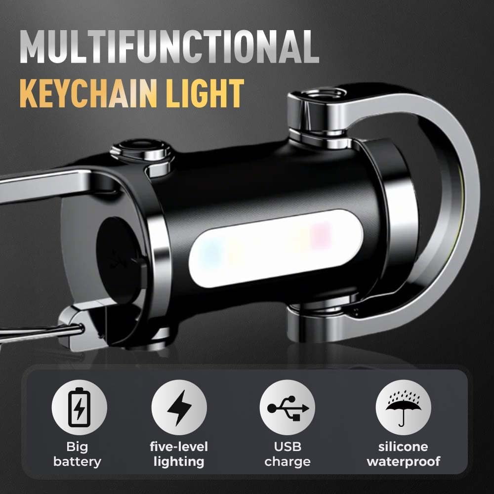 Mini Keychain Flashlight, USB Rechargeable Portable Flashlights Key Chain Light, Waterproof Small Keychain Light Tiny Flashlight for Outdoor (Black)