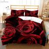 День святого Валентина Ретро Красная Роза 3D Печатный Пододеяльник 100% Полиэстер Пододеяльник Постельное белье Пододеяльник Наволочка 3 шт.