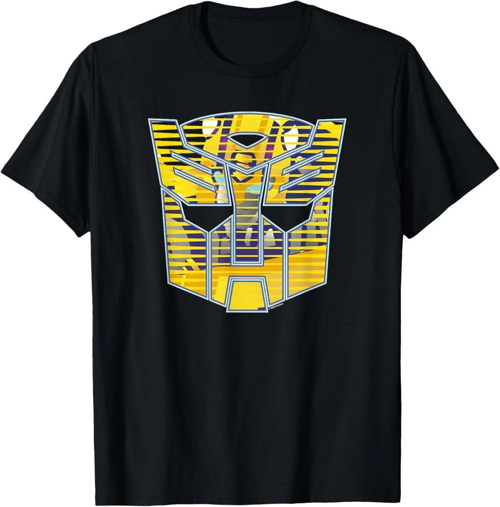 Transformers Bumblebee Big Face Retro Lines Logo 100% Cotton T-shirt Mens Tees Top