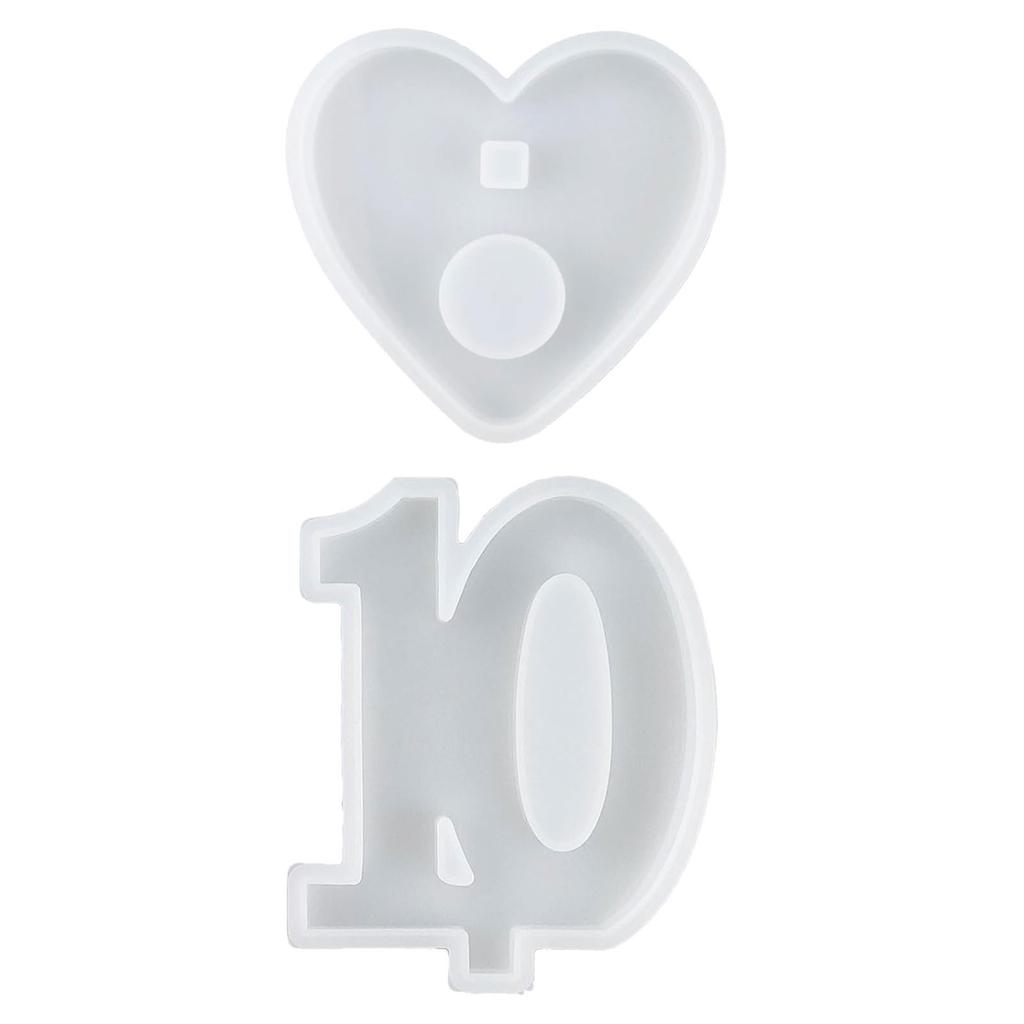 1-10 Numbers Shape DIY Silicone Mold 3D Handmade Candle Holder with Heart Base Gypsum Resin Mold Craft Candlestick Mould