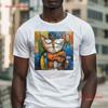 Cat Playing Violin Abstract Style ArT T Shirt Musician Cute Lover Pet Design Idea Vintage Washed Graphic Stylish Fashion