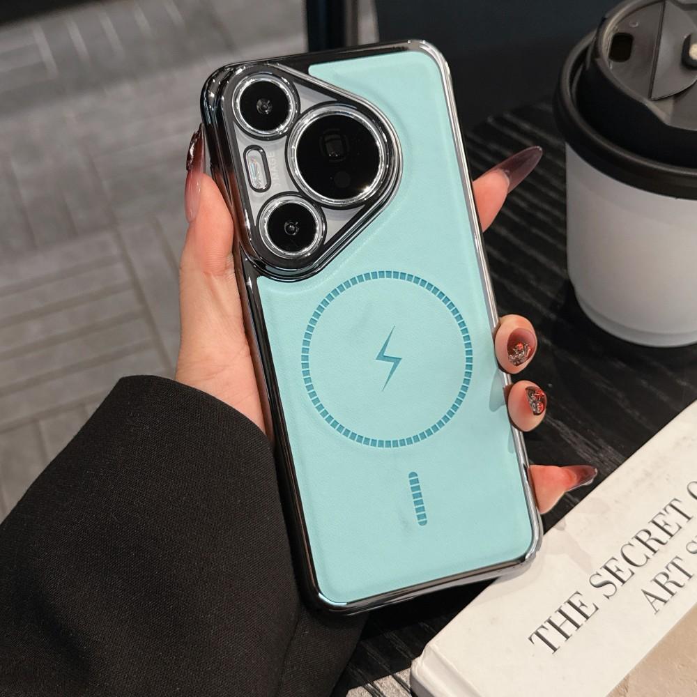 Для Huawei Pura 70 / 70 Pro / 70 Ultra гальванизированный чехол для телефона, дизайн с поверхностью под кожу, магнитная беспроводная зарядка