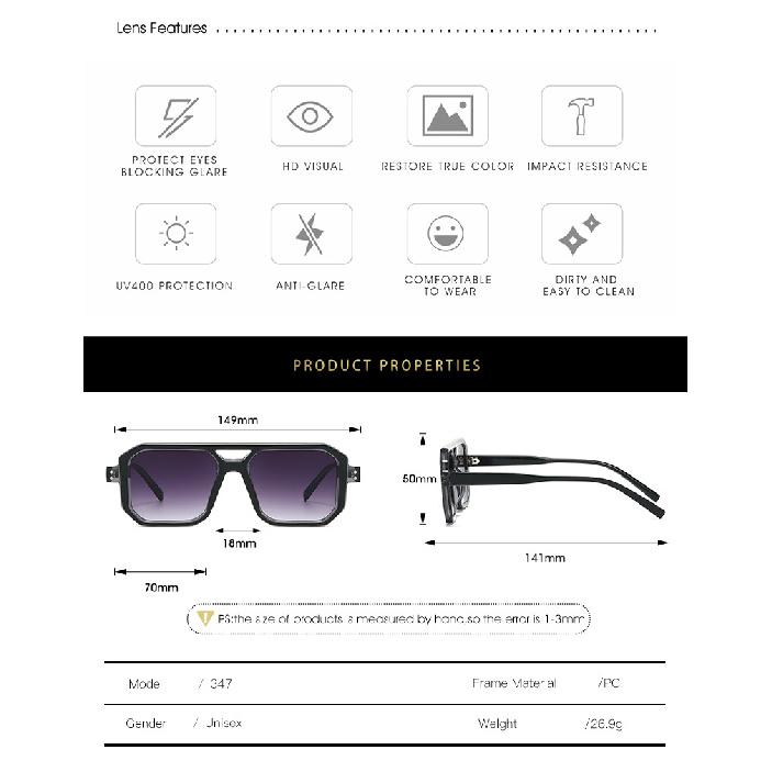 Square-shaped, futuristic, and trendy sunglasses for men and women