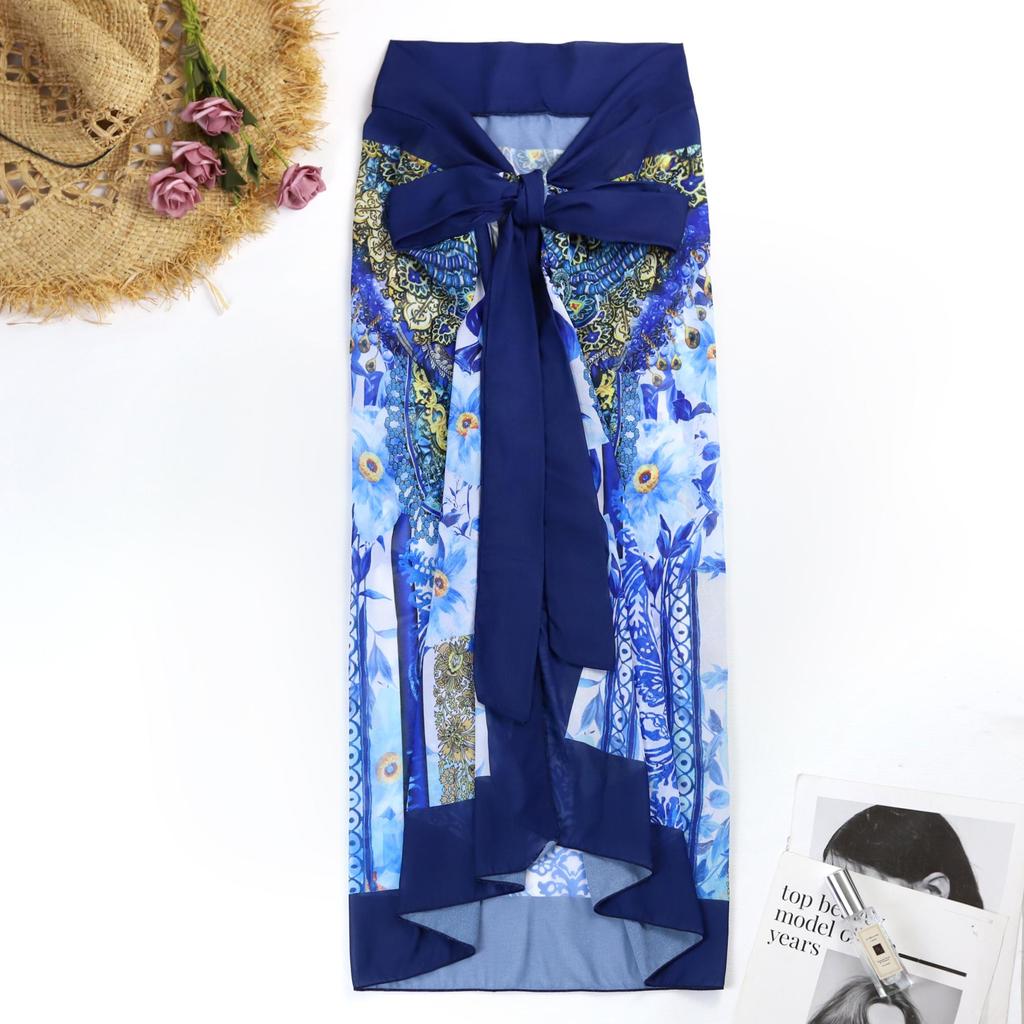 2024 New Sexy 3D Flower One Shoulder Swimsuit and Skirt Women Bikini Set Printed Ruffle Bikinis Swimwear Brazilian Biquini Bathing Suit Summer