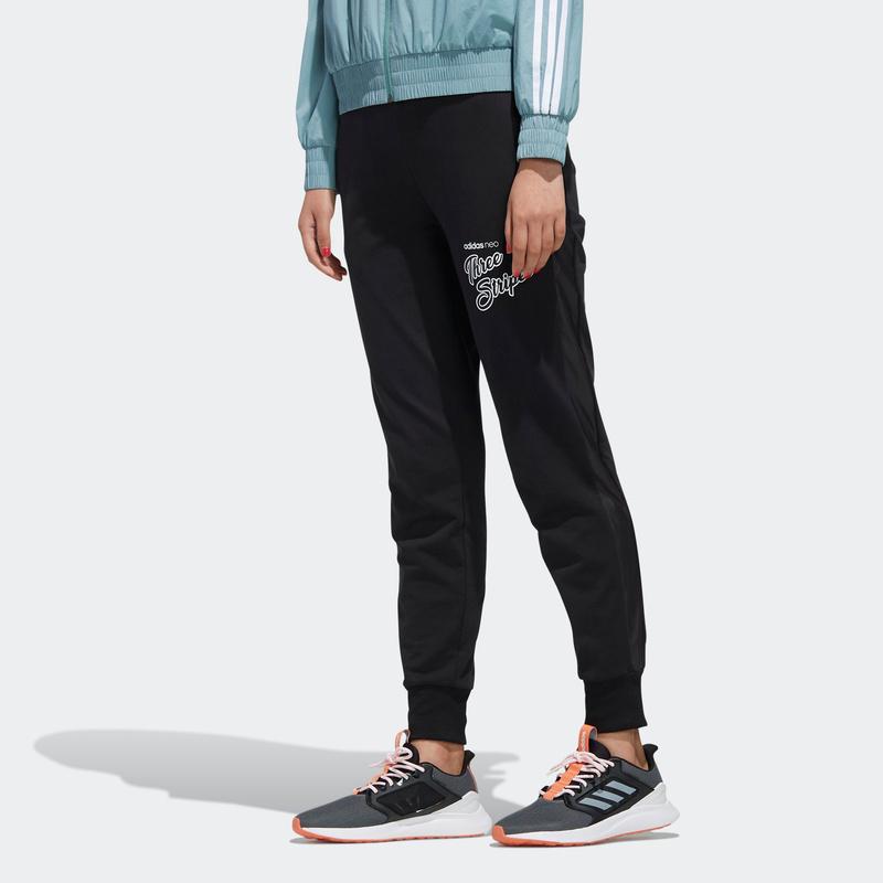 Adidas Женские облегающие трикотажные спортивные брюки с принтом Neo Letter, черные EI4272