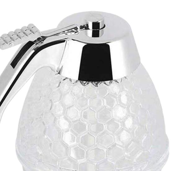Honey Syrup Juice Dispenser No Drip Glass Beautiful Honeycomb Shaped Pot And Maple Syrup Dispenser Efficient Anti-Crystallization Multi-Functional Bee