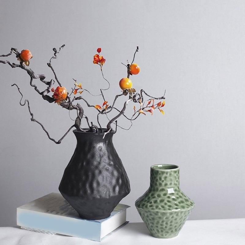 Artisanal Textured Ceramics Flower Arrangement Vases Organic Imperfects Design for Modern Styling