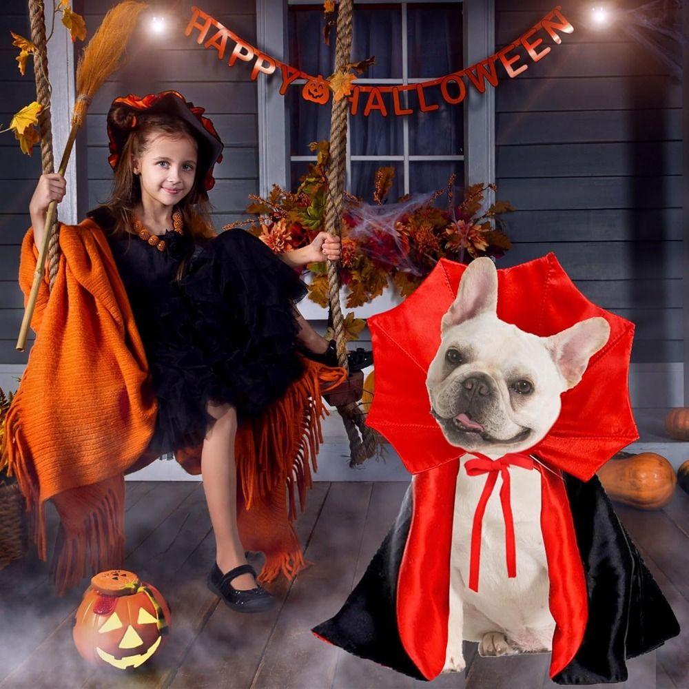 Stand-Collar Halloween Pet Cape Adjustable Dogs Wizard Outfit Cool Pet Cosplay Costume Puppy