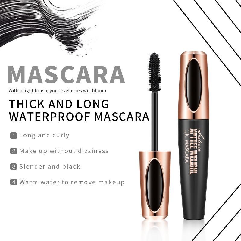 QIC Membrane Power Plump Mascara Waterproof Thick and Slim Long Curls Silicone Brush Head 4D Mascara