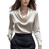 Women Shirt Swing Collar Long Sleeve Design Loose Fit Shirt Solid Color Versatile Office Lady Shirt Workwear