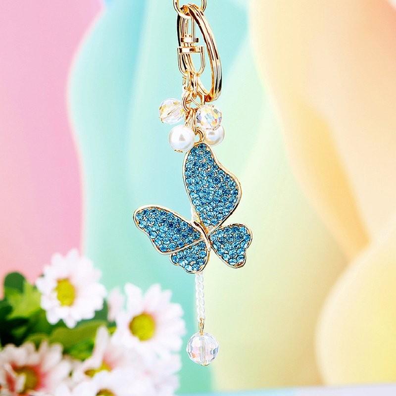 Adorable Metal Butterfly Keychain With Lucky Weaving String For Stylish Car Accessories