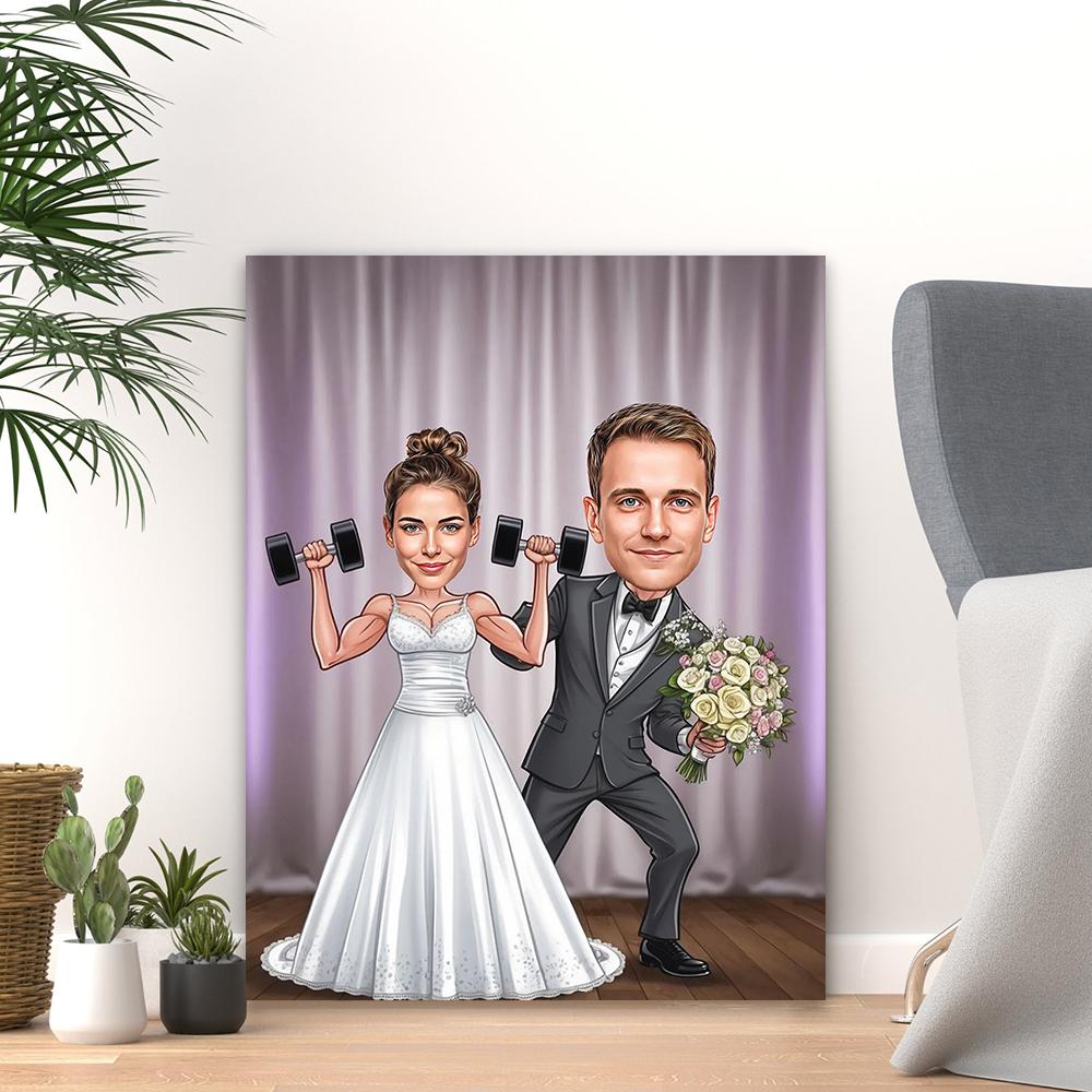 Wedding Caricature For Couple Poster Wedding Cartoon Prints Couple Wedding Caricature From Photo Prints Wedding Anniversary Gift