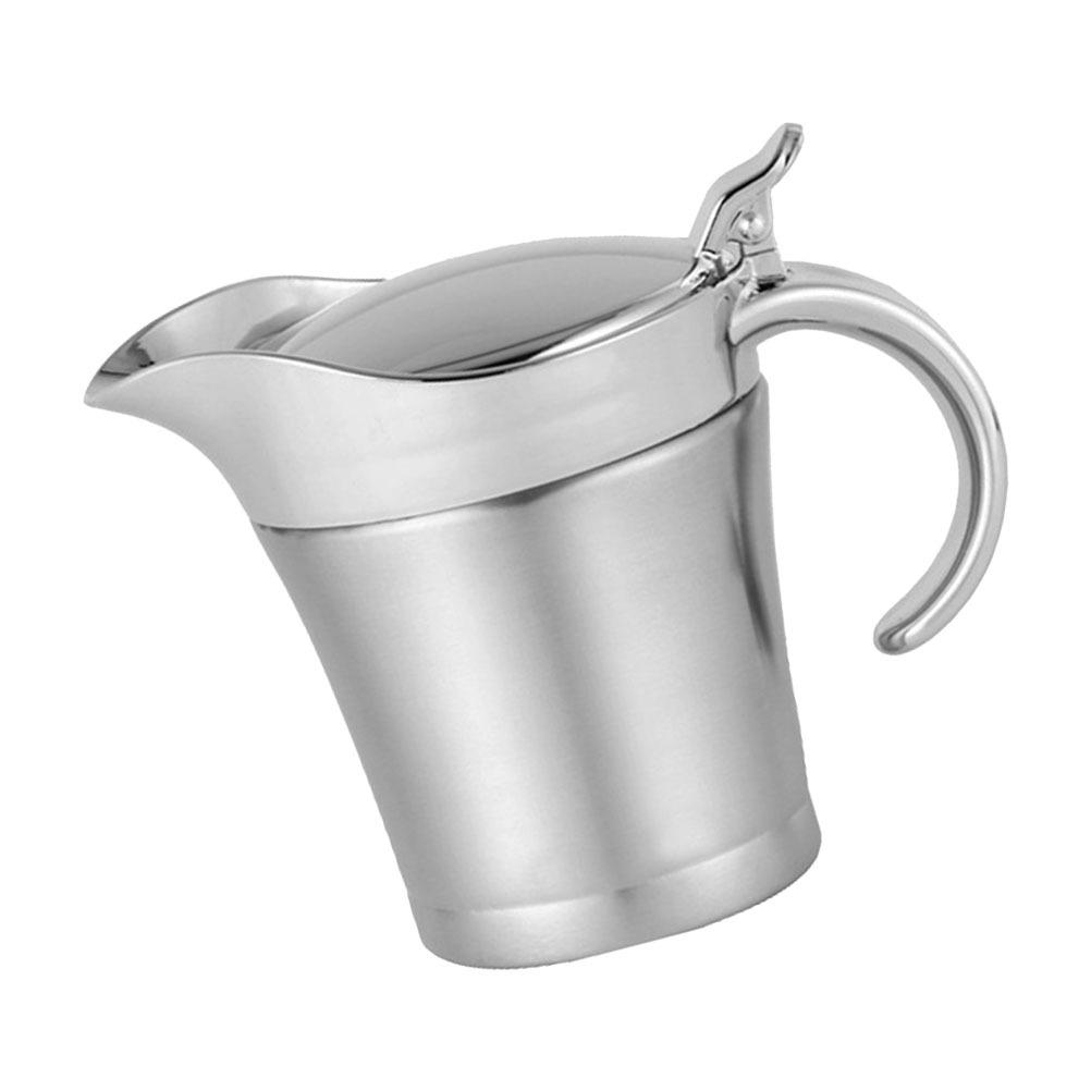 450ml Stainless Steel Sauce Dispenser Double Insulated Gravy Boat With Hinged Lid For Restaurant Household Vinaigrette