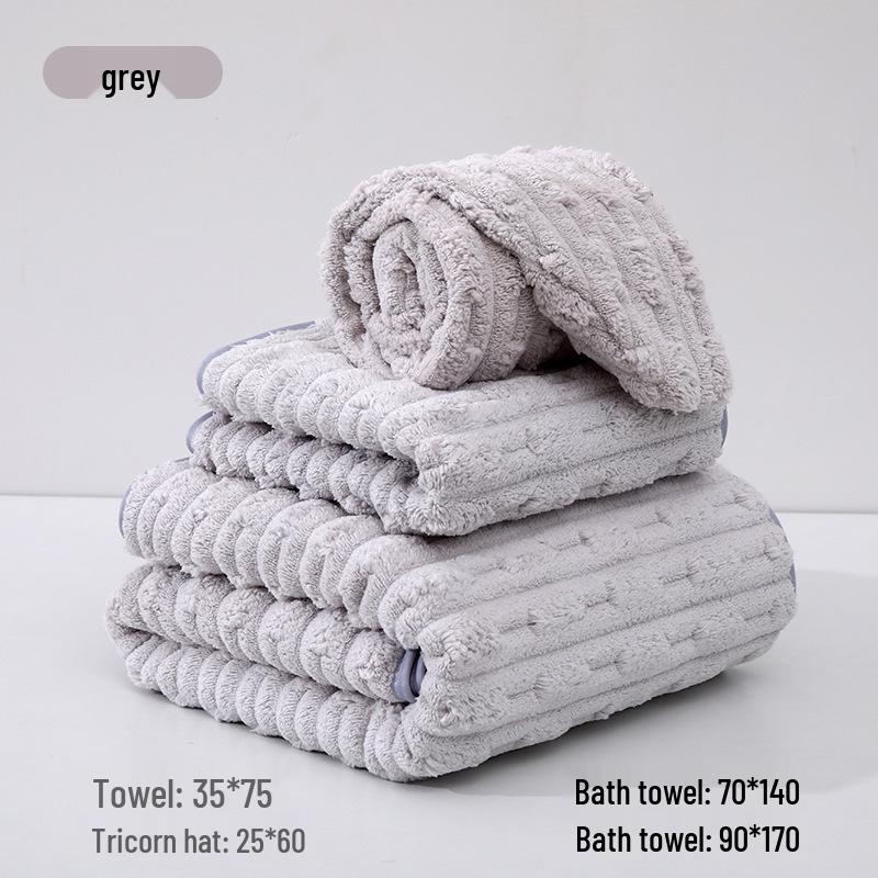 New Bamboo Fiber Extra-Large Thick Coral Fleece Bath Towel - Soft Couple's Style