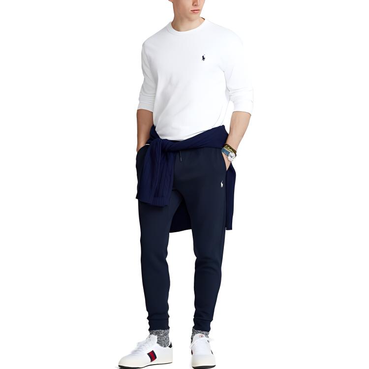 Polo Ralph Lauren однотонная повседневная футболка с круглым вырезом и длинным рукавом для мужчин, белые MNPOTSH16820170-100