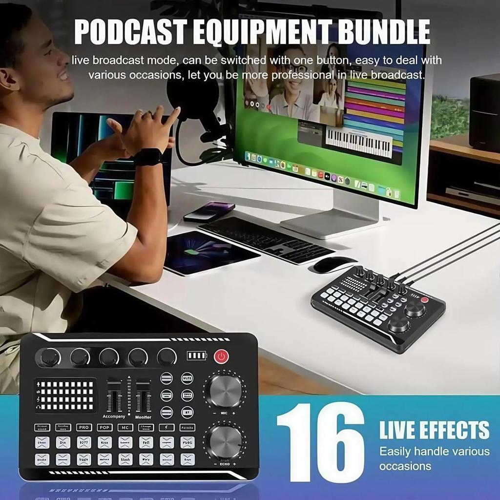 F998 Podcast Live Equipment Bundle, профессиональная звуковая карта Live с микрофонным набором, комплект микшерной студии звукозаписи Music Singin