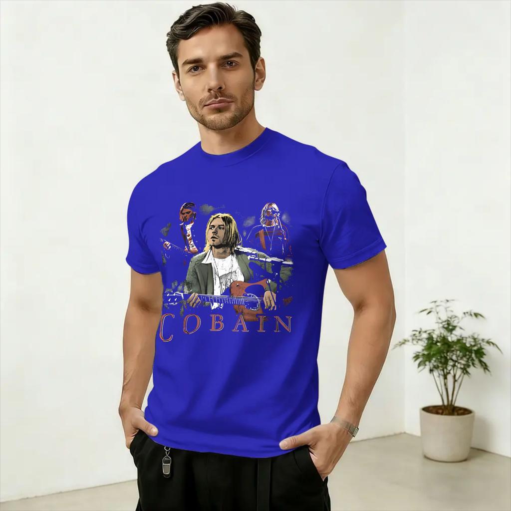 Vintage TShirt Beach Kurt Cobain Hip Hop T Shirts 100 Cotton Tee Shirt for Unisex Y2K Casual Wholesale Short Sleeve Tees
