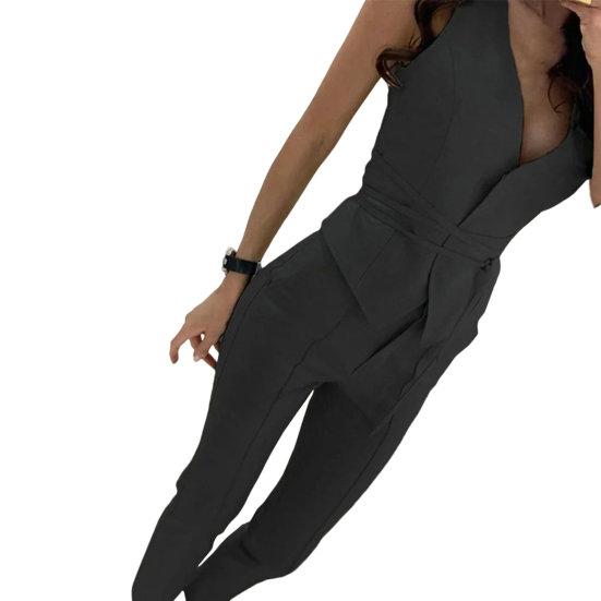 2 шт./компл., женский жилет, брюки, комплект с завязкой на талии, OL стиль, без рукавов, облегающий офисный женский летний наряд, женская одежда