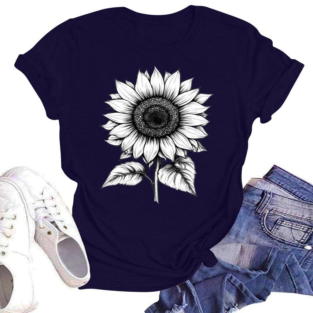 Женская повседневная свободная футболка с принтом, круглый вырез, пуловер, короткий рукав, топ