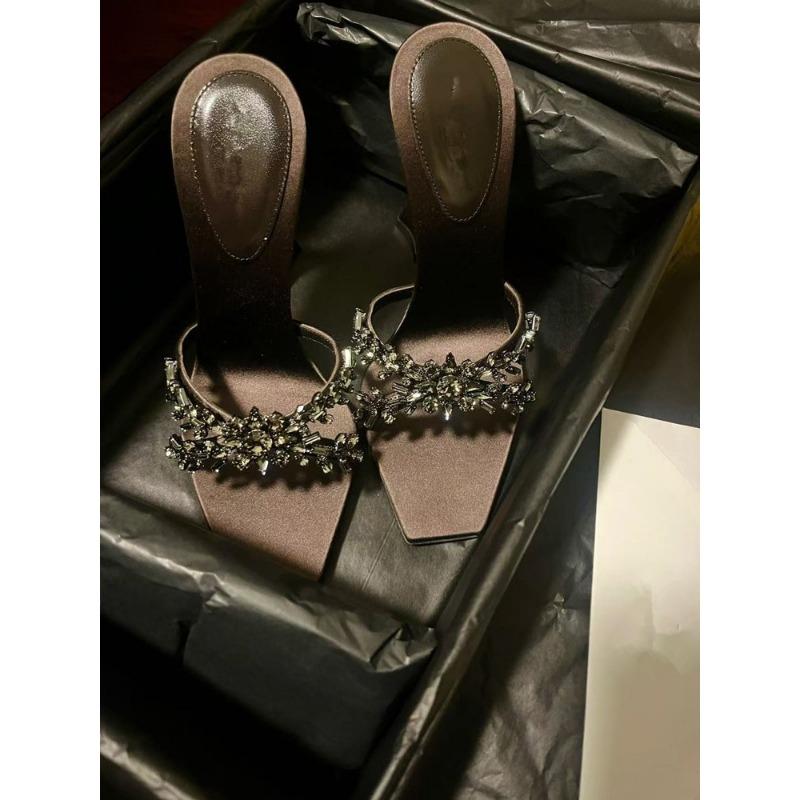 Новые летние женские босоножки на высоком каблуке с крестообразным ремешком и стразами, квадратные босоножки с открытым носком, шелковые сексуальные туфли-шпильки на высоком каблуке-мюли